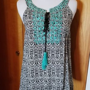 Thml clothing embroidered  tie neck top